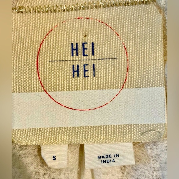 HEI HEI Anthropologie Amita Cream Gold Metallic Stripe Kimono Belted Jacket S - Picture 5 of 9